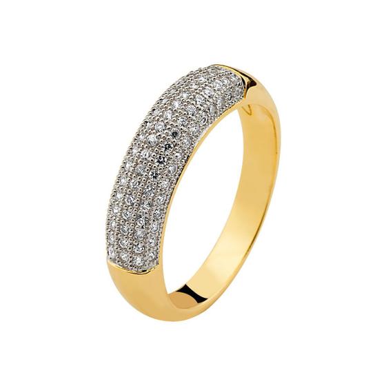 Imagem de Anel pavê cravejado com zircônias banhado a ouro 18k