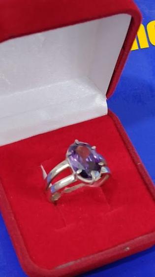 Imagem de Anel Prata 950 Pedra Zircônia Lilas, Rosa, branca e outras cores 10 x 8 mm