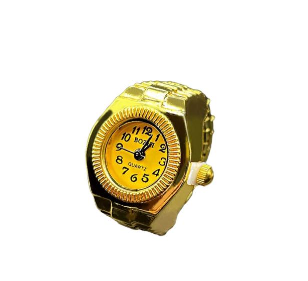 Imagem de Anel Relógio Feminino Dourado Luxo Aço Quartzo Analógico