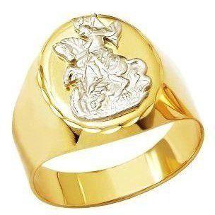 Imagem de Anel São Jorge Ouro Branco 18K Oval Masculino Ouro 18K 02033 K650