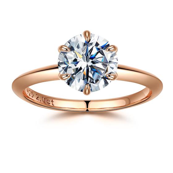 Imagem de Anel SMILEST Moissanite Solitaire 2 quilates, cor D, cor VVS1, ouro 18 quilates
