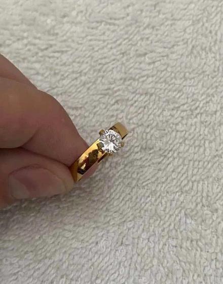 Imagem de Anel Solitário Feminino Cravejada Banhado A Ouro 18k Luxo