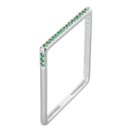 Imagem de Anel Style Quadrado Prata com Zircônia Verde
