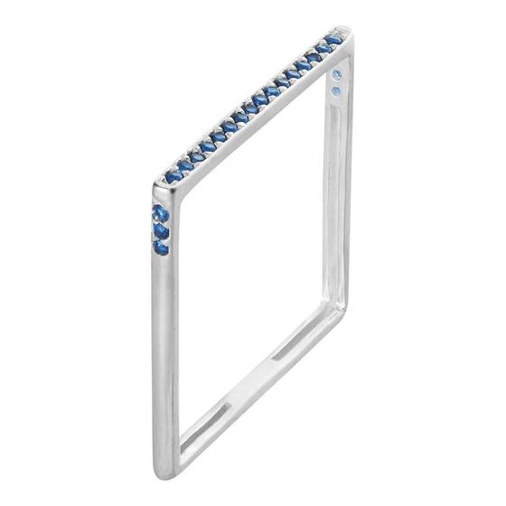 Imagem de Anel Style Quadrado Prata com Zircônias Azuis