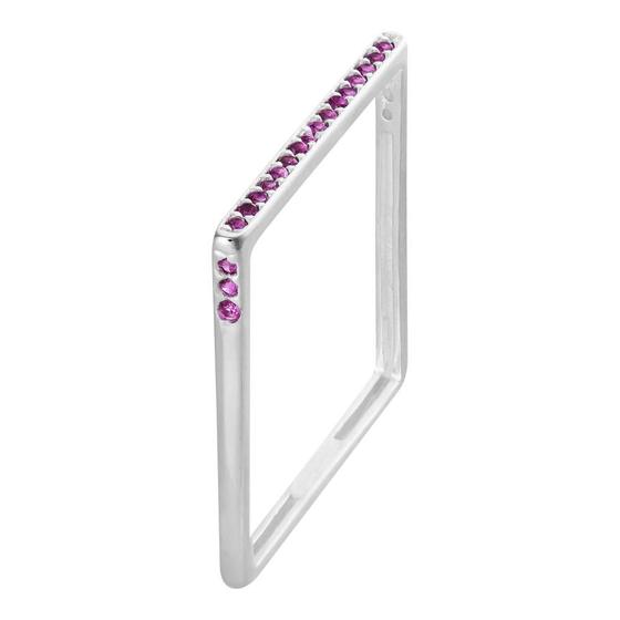 Imagem de Anel Style Quadrado Prata com Zircônias Pink