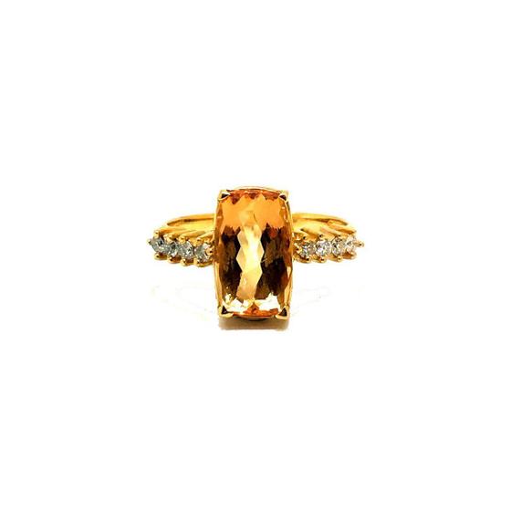 Imagem de Anel Topázio Imperial Natural Antique Diamantes Ouro 25625 K1410