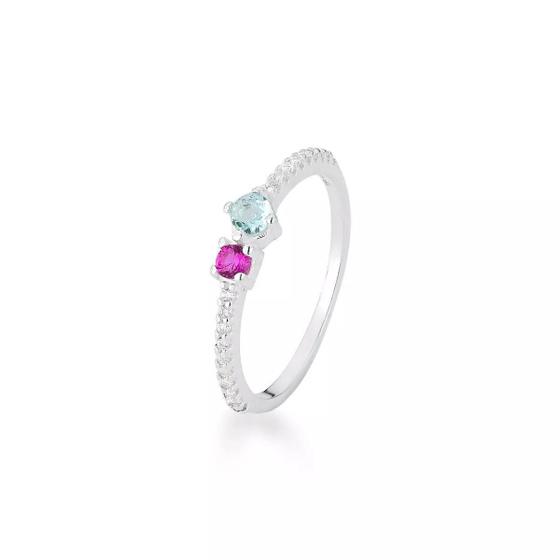 Imagem de Anel Única - Acquamarine e Quartzo Rosa Em Prata 925