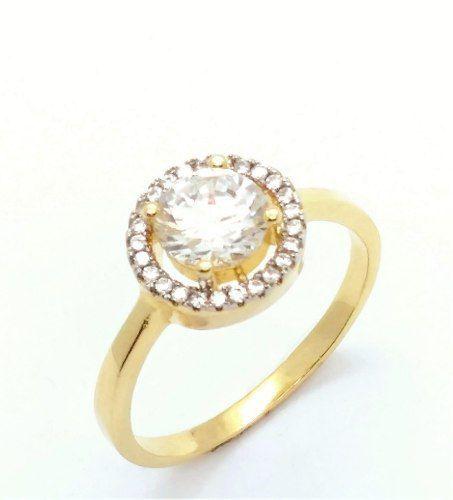Imagem de Anel Zirconia Com Moldura De Microzirconias Banho Ouro 18k 2622