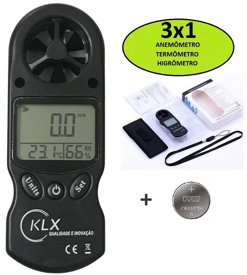 Imagem de Anemômetro termometro higrometro 3x1 KLX Qualidade e Inovação