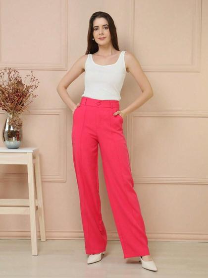 Imagem de Angel city calca pantalona/liso/cintura alta/alfaiataria/verao/moda feminina