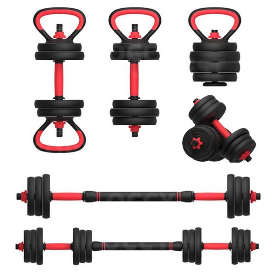 Anilha Halter Barra Kettlebell Kit Musculação 6 Em 1 - 30kg Menor preço em Anilha Halter Barra Kettlebell Kit Musculação 6 Em 1 - 30kg