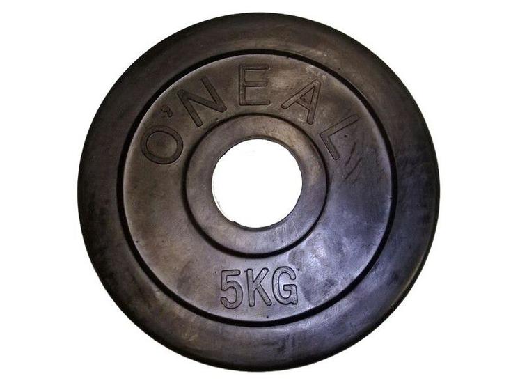 Imagem de Anilha injetada vulcanizada 5kg aço olimpica preta oneal