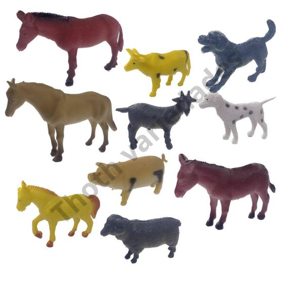 Imagem de Animais da Fazenda Bichos Kit 10 Peças Sortidas Brinquedo Educacional Infantil - 99 Toys