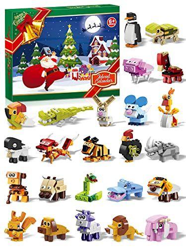 Imagem de Animal Building Blocks - Calendário do Advento 2022 Meninos Incluindo 24 Animais Brinquedos de Natal Calendário de Contagem Regressiva para Meninas de 4 a 8 Anos de Idade - Recheio de Meias de Natal - Presentes de Natal para Crianças