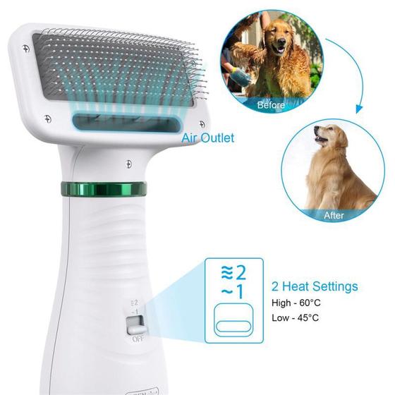 Imagem de Animal de estimação secador de cabelo 2 em 1 cão secador de cabelo casa pet grooming gato pente de cabelo do cão ventila