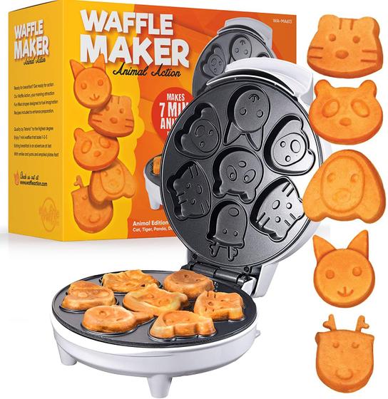 Imagem de Animal Waffle Maker - Kids Waffle Maker e Mini Pancake Maker com 7 formas divertidas de fabricante de waffles de rosto animal - Fácil de usar Griddle Mini Waffle Maker não-stick por Tettonia