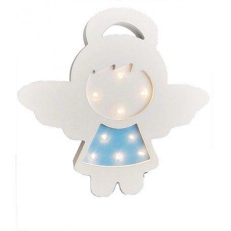 Imagem de Anjinho Azul  Luminária Infantil Led Mdf Luz Enfeite