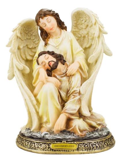 Imagem de Anjo Conforta Jesus Imagem Religiosa Em Resina 24cm