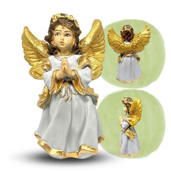 Imagem de Anjo De Gesso Da Guarda Decorativo Escultura 23cm