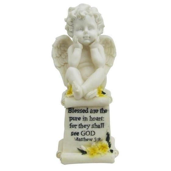 Imagem de Anjo De Resina Branco Decorativo Para Casa De 15Cm