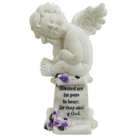 Imagem de Anjo De Resina Branco Decorativo Para Casa De 15Cm