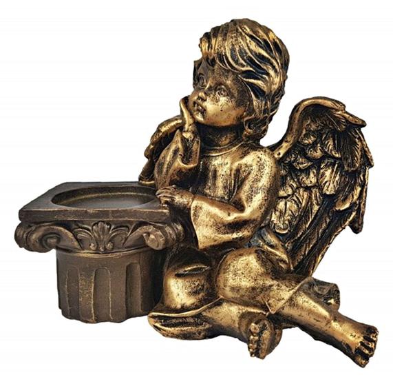 Imagem de ANJO de Resina Dourado com Base CASTICAL - Decore Casa