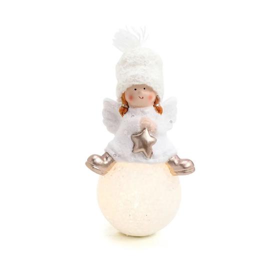 Imagem de Anjo Decorativo com Led - Branco/Dourado - 16cm - 1 unidade - Cromus - Rizzo