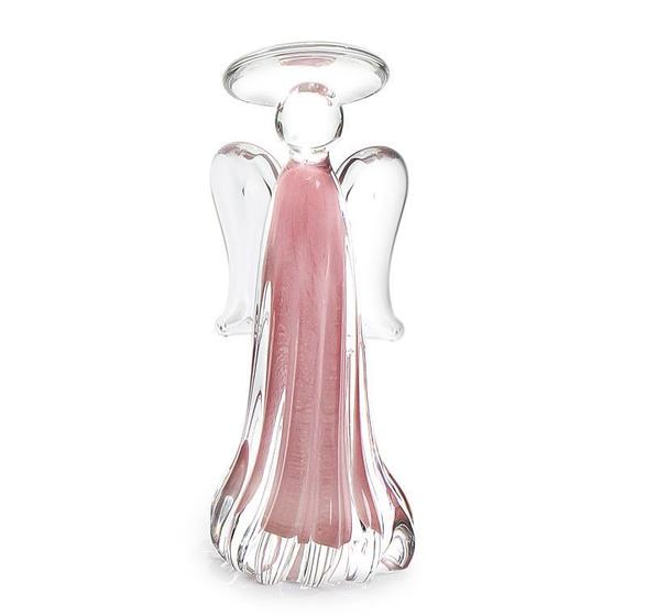 Imagem de Anjo Em Cristal Murano Rosa - São Marcos 21cm