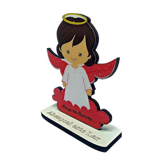 Imagem de Anjo Mdf Batizado Anjinho Infantil Rosa Para Meninas 13cm