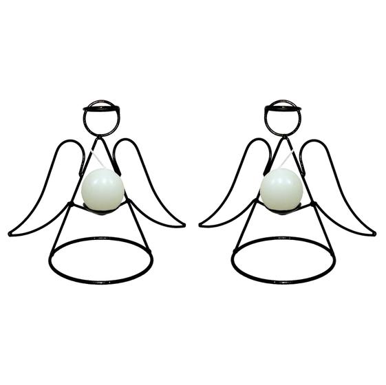 Imagem de Anjos 2 castiçais porta vela Decorativo Velitas vela branca