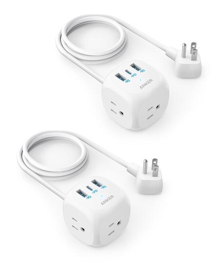Imagem de Anker Power Strip 20W USB-C 321 - 3 Tomadas + Cabo de 1,5m - Pacote com 2