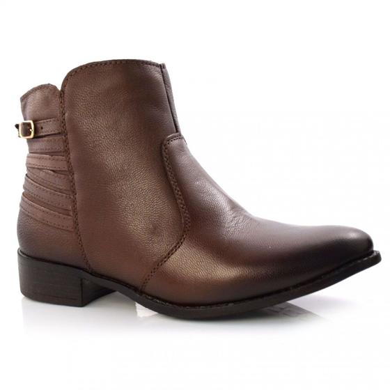 Imagem de Ankle Boots Feminino de Couro Cazzualen Marrom 8731