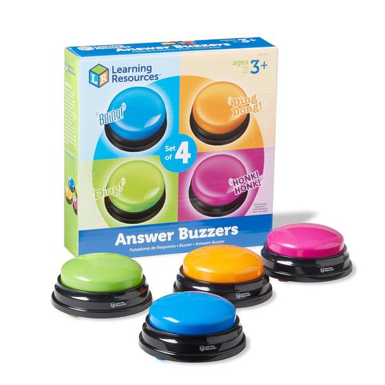 Imagem de Answer Buzzers, conjunto de 4, colorido, game show, 9 cm, para maiores de 3 anos