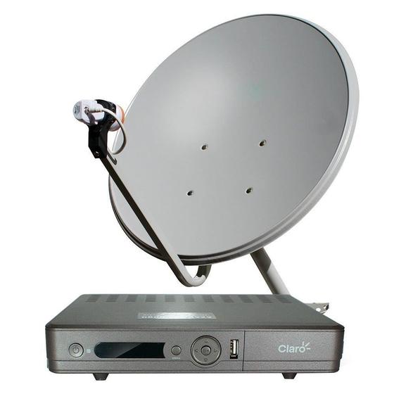Imagem de Antena com Decoder KU 60cm Kit Claro TV Pre Pago com LNB Single  - Cromus