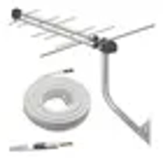 Imagem de Antena Digital Ext. + 8m Cabo Coaxial c/Conectores(Eletronic VHF/UHF 12 Elem.)