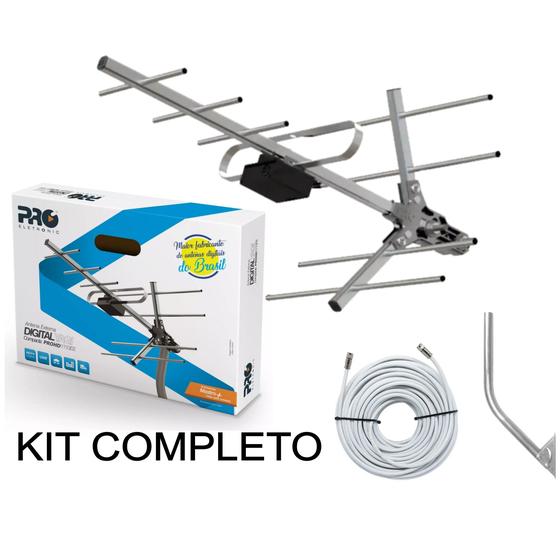 Imagem de Antena Digital Externa 4K Yagi para TV - Alta Ganho 10 Dbi - Proeletronic  PROHD-1110/02 - Kit Completo