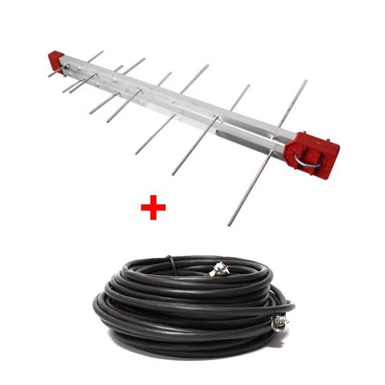 Imagem de Antena Digital Externa UHF Digital Log 16 Elementos tipo espinha de peixe  com cabo 10mts 