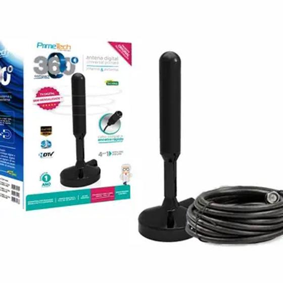 Imagem de Antena Digital Hibrida 360º Flex 3m c/ Imã - Primetech