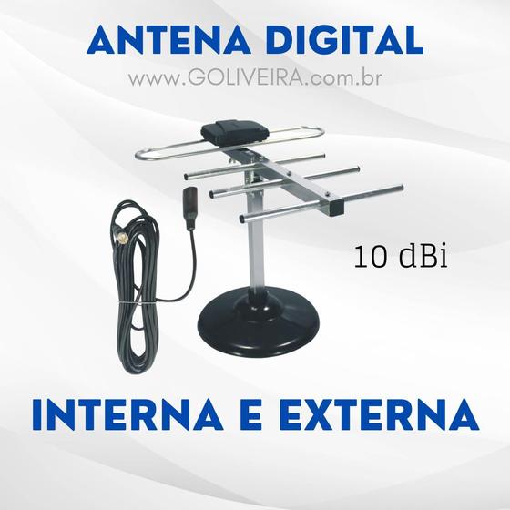 Imagem de Antena Digital Interna e Externa MBTECH MB54147 8 a 10 Dbi Potência com 5 Metros de cabo destacável