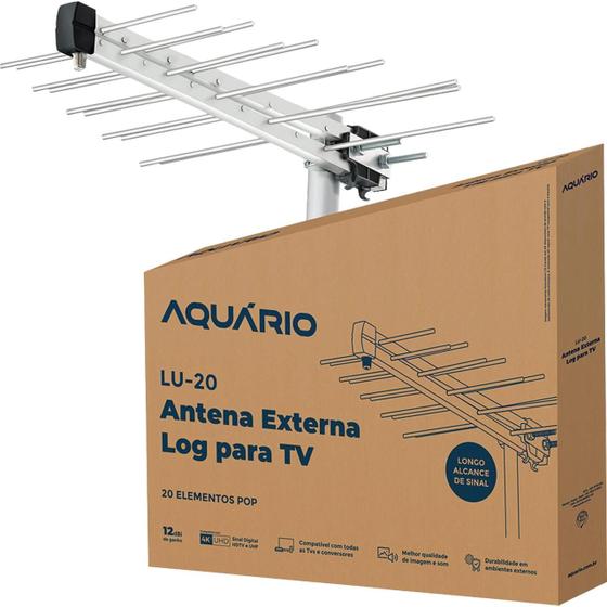 Imagem de Antena Externa Tv Log Digital 20 Elementos 4k Vhf Uhf Hdtv Lu-20 Aquário