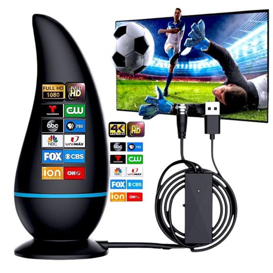 Antena Interna Para Tv Digital Amplificada 1080 Hdtv Cabo 3m - Lelong