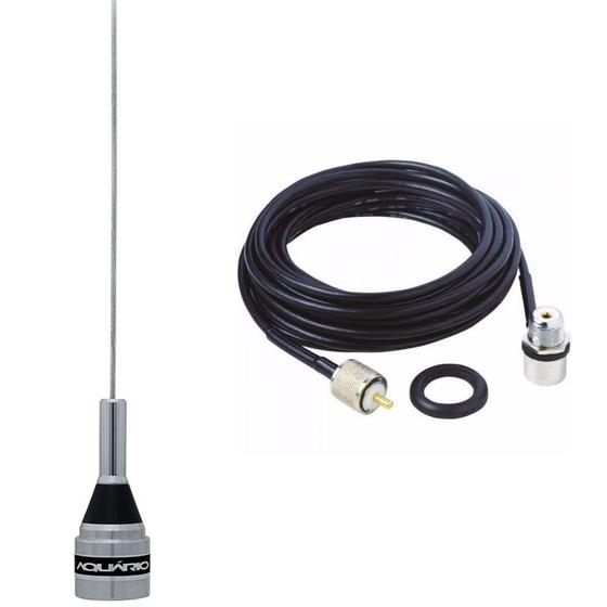 Imagem de Antena Móvel 1/4 M-300c Vhf Suporte Cabo Coaxial 5,5 Metros