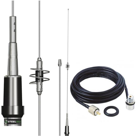 Imagem de Antena Móvel Dual Band 86cm Ap0191 Steelbras Cabo Com Conectores 5,5 Metros