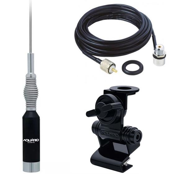 Imagem de Antena Móvel Px 1,23 Metros Aço Inox B-2080 Suporte Porta Malas Sedan Hatch M-600 Cabo Coaxial 5,5 Metros M-802k Aquário