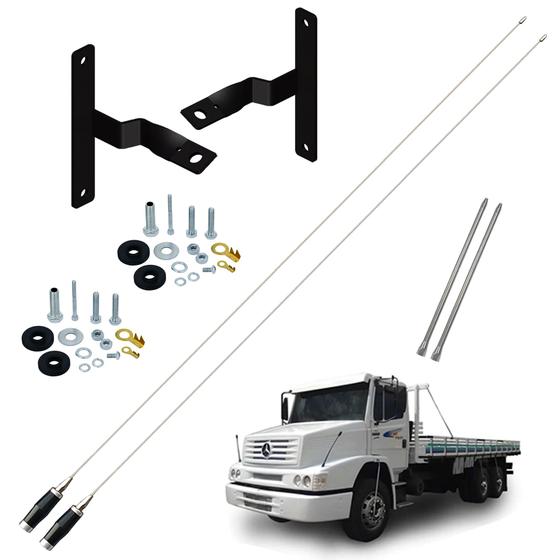Imagem de Antena Móvel Px Mini Maria Mole Inox 1,40 metros Mercedes Benz Bicudo Alongador 25cm Parafusos Anti-Furto