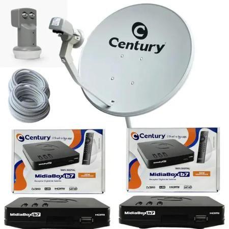 Imagem de Antena Parabolica Com 02 Receptor Midia Box B7 Completa