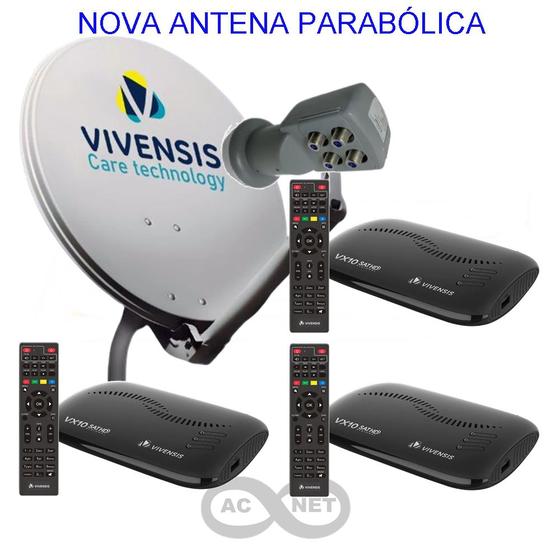 Imagem de Antena Parabólica KU + 3 Receptores VIVENSIS VX10