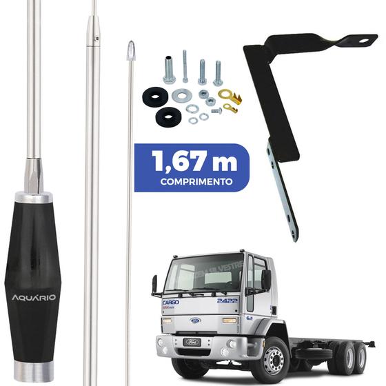 Imagem de Antena Px Inox 1,40m Alongador 25cm Ford Cargo Carona Parafusos Anti-furto