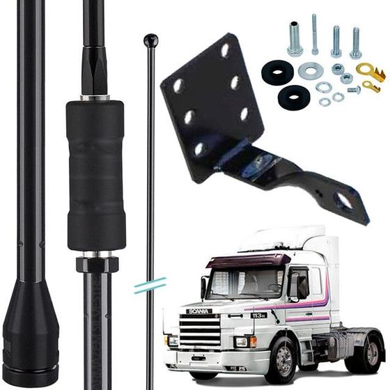 Imagem de Antena Px Mini Argentina Black 200w 1,08m Scania 112 113 H Parafusos Anti Furto