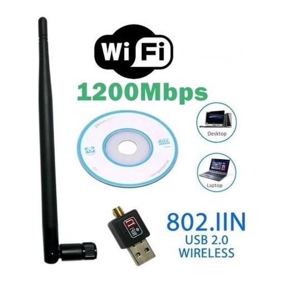 Imagem de Antena Receptora Wireless Wifi Usb 1200 Mbps Pc Oríg